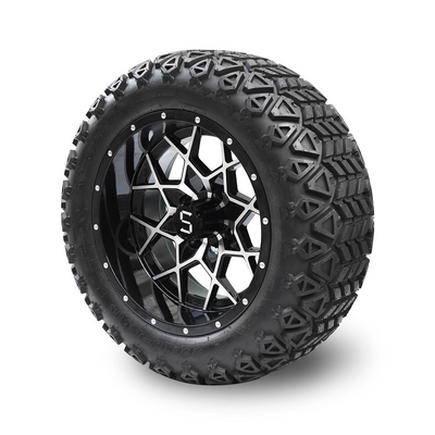 14 Inch Golf Cart Machined/Glossy Black Rims And 22*10-14 DOT Off-road Tires ET -25mm
