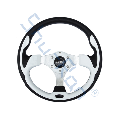 Golf Cart GT Rally White Steering Wheel with PU Grip for Club Car, EZGO, and Yamaha