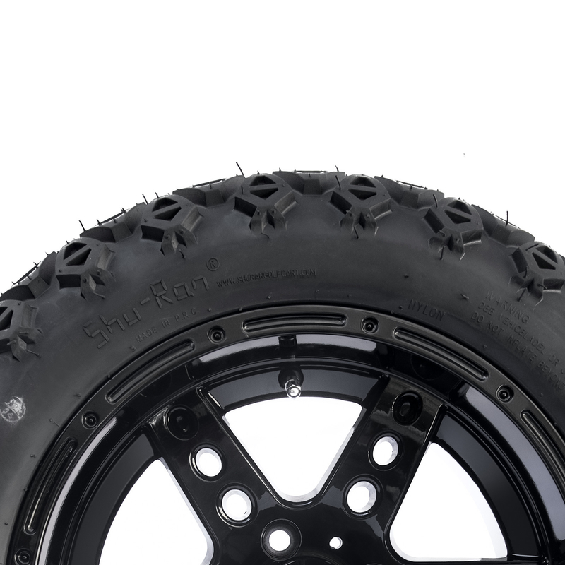 DOT 14 Inch Golf Cart Wheels And Tires 22x10-14 All Terrain Gloss Black 6 Spokes