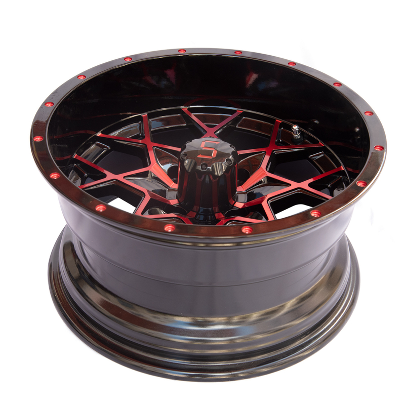 Aluminum Alloy Golf Cart Wheels Red Gloss Black 101.6 PCD 4x4 Bolt Pattern