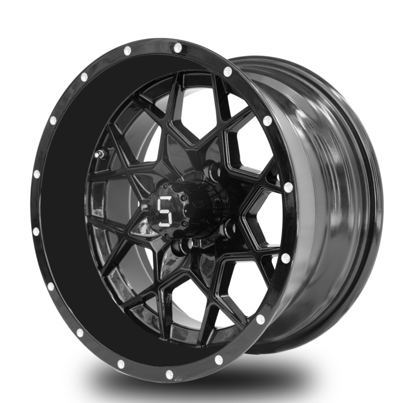 Vortex 14 Inch Golf Cart Aluminum Wheels Glossy Black PCD 4/101.6