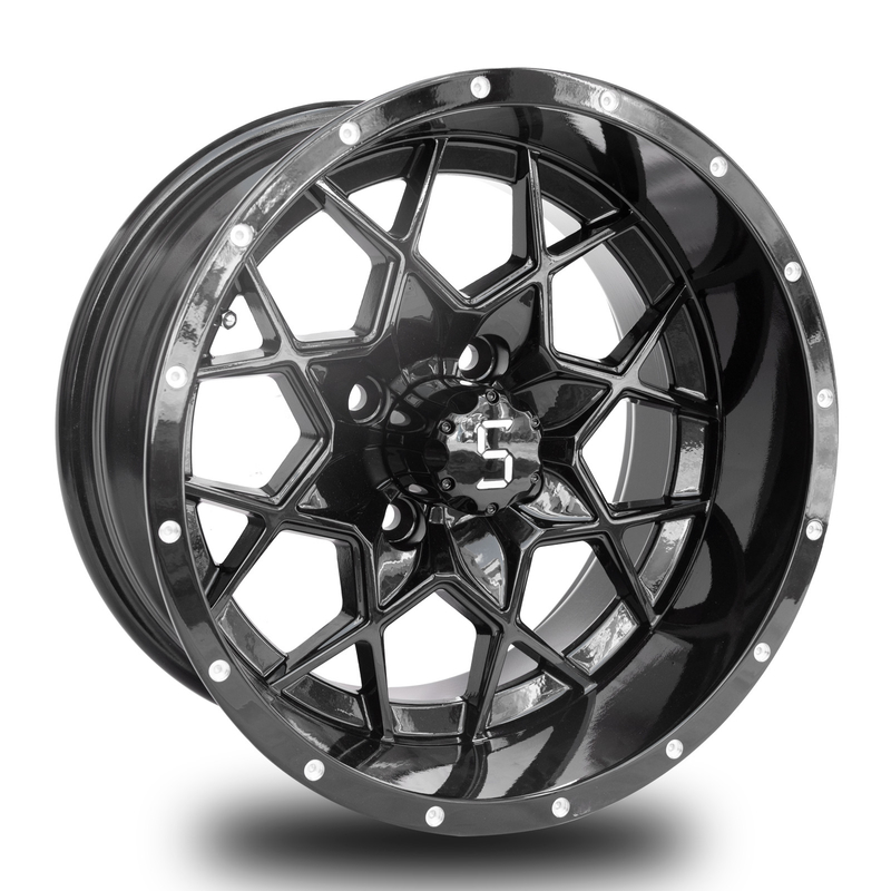 Vortex 14 Inch Golf Cart Aluminum Wheels Glossy Black PCD 4/101.6