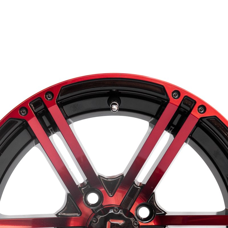 14 Inch Golf Cart Aluminum Wheels Red Gloss Black 4X4 Bolt Pattern 101.6 PCD 7 Inch Wide