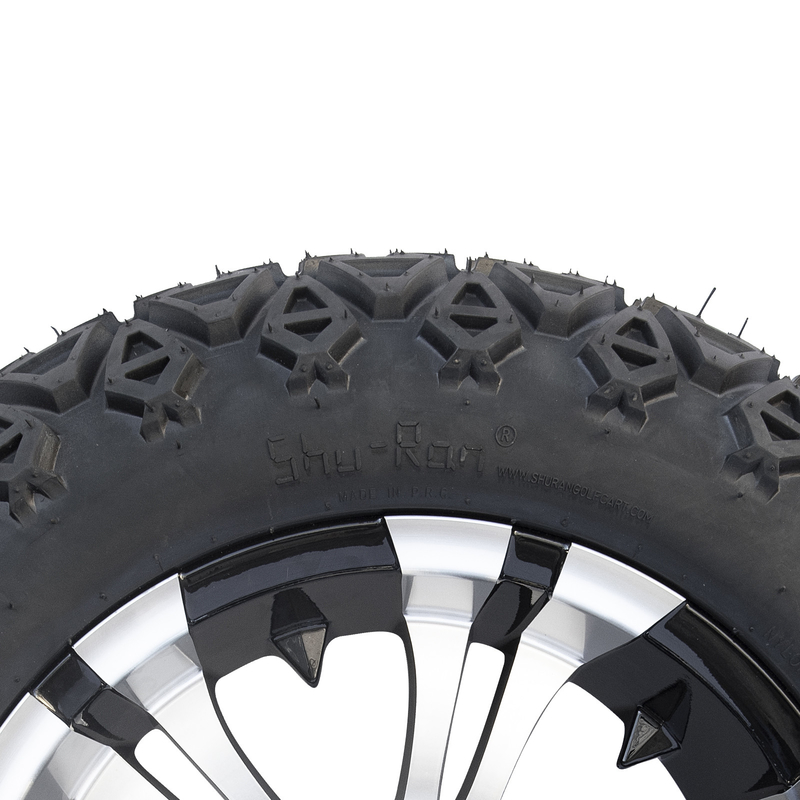 Machined Gloss Black 14 Inch Golf Cart Wheels And Tires 22x10-14 All Terrain DOT
