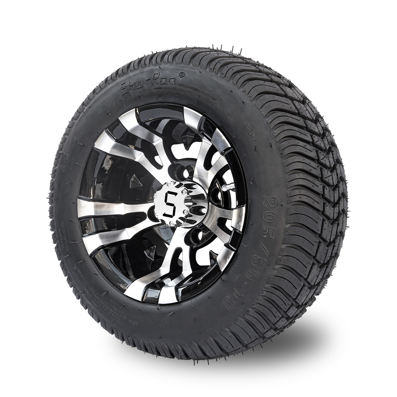 10 Inch Golf Cart Wheel And 205/50-10 DOT Street Tire Combo -25 Offset 4x4 Bolt (101.6mm)