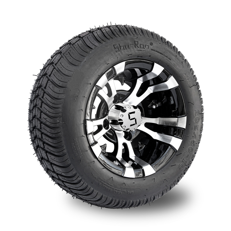 10 Inch Golf Cart Wheel And 205/50-10 DOT Street Tire Combo -25 Offset 4x4 Bolt (101.6mm)