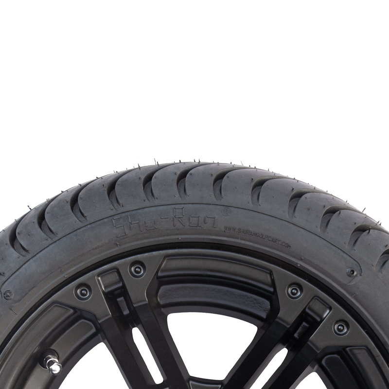 12x7 Matte Black Golf Cart Wheel Tire Combo 215/35-12 Low Profile Tire Combo 101.6 PCD