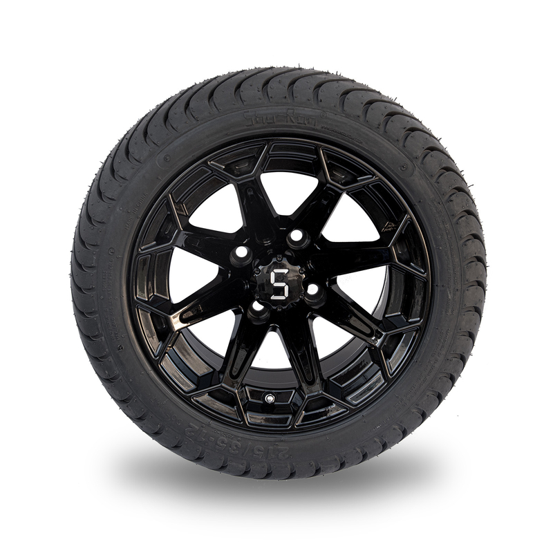 ShuRan Gloss Black 12 Inch Golf Cart Wheels And Tires 215/35-12 Tire DOT Approved
