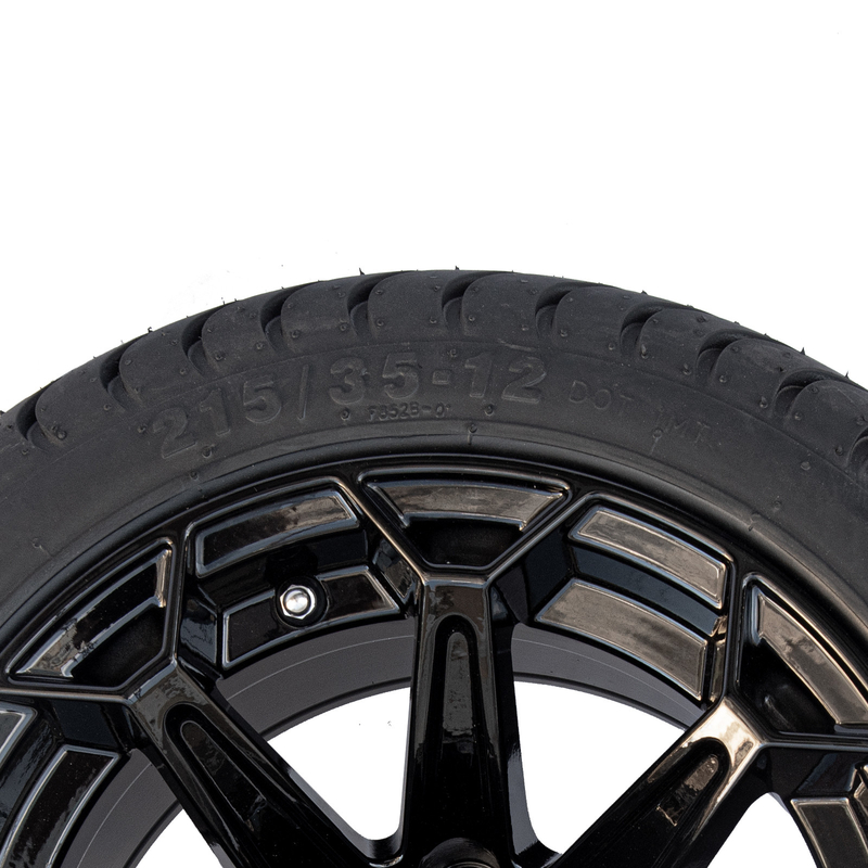 ShuRan Gloss Black 12 Inch Golf Cart Wheels And Tires 215/35-12 Tire DOT Approved