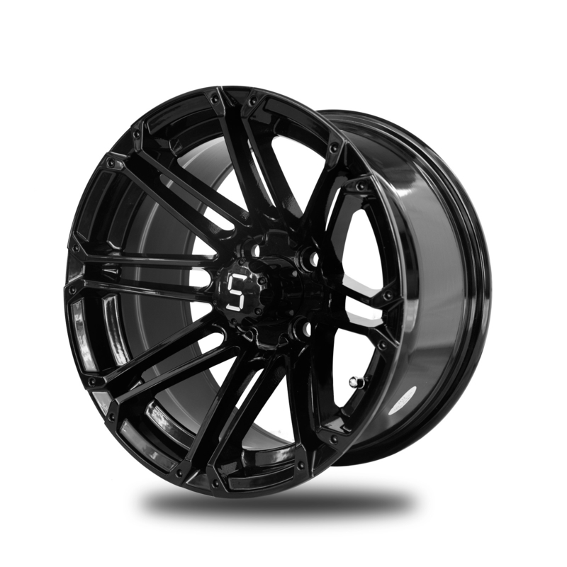 12x7 Golf Cart Rims Gloss Black Aluminum Alloy Rim 4x4 Bolt Pattern 101.6 PCD