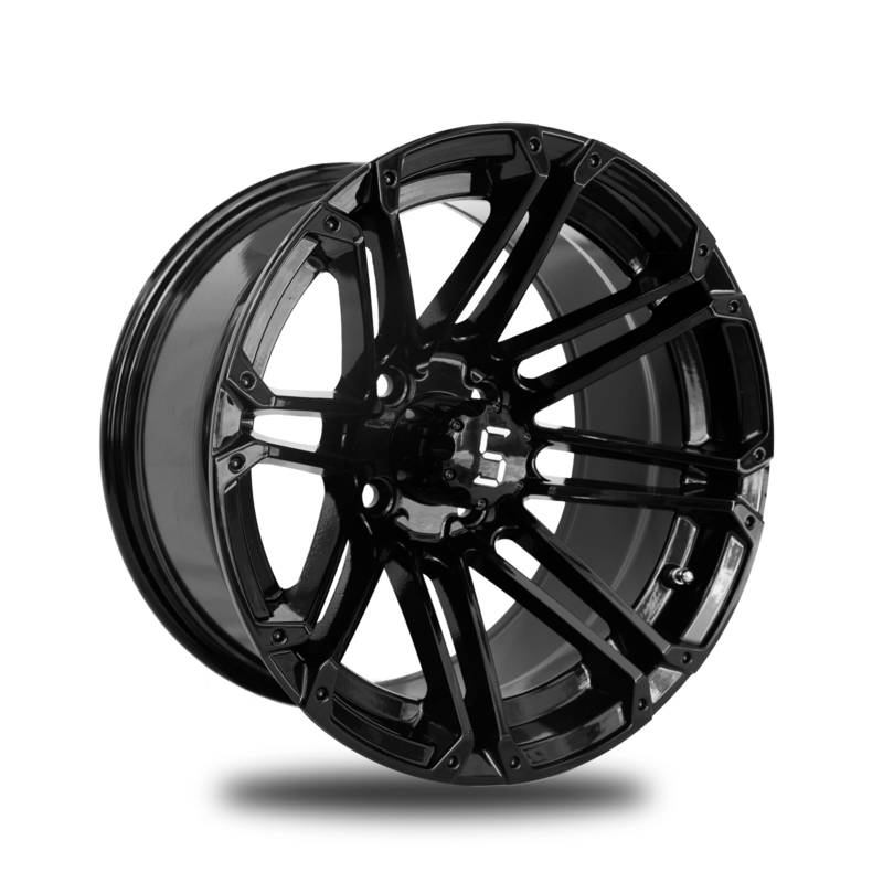 12x7 Golf Cart Rims Gloss Black Aluminum Alloy Rim 4x4 Bolt Pattern 101.6 PCD