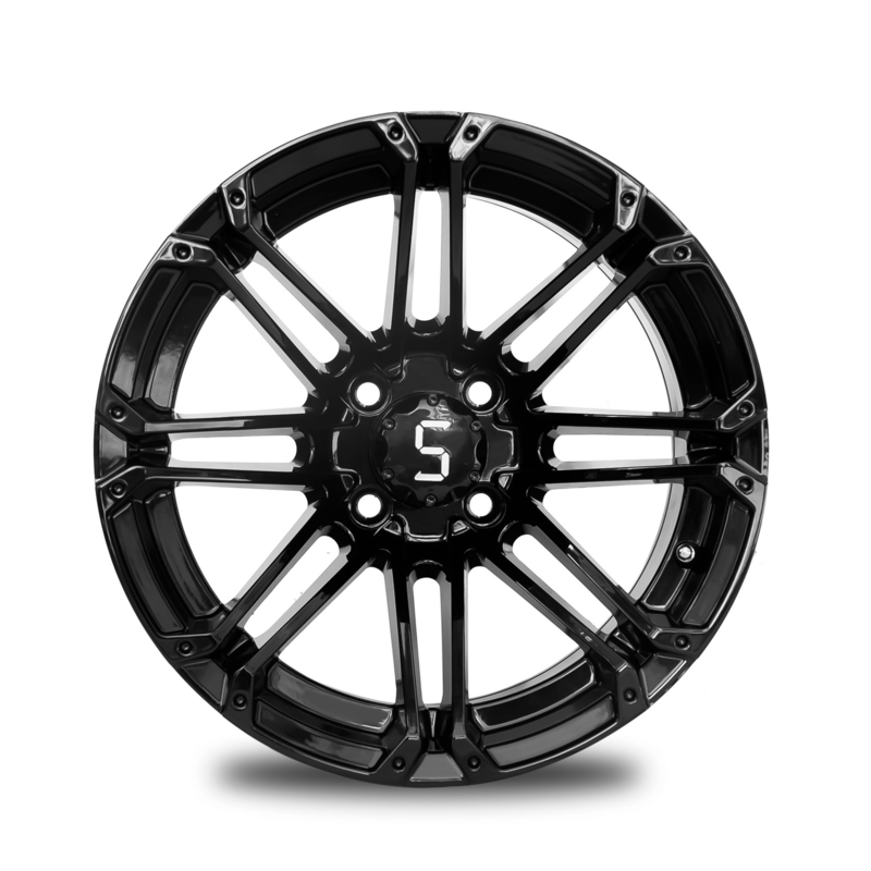 12x7 Golf Cart Rims Gloss Black Aluminum Alloy Rim 4x4 Bolt Pattern 101.6 PCD
