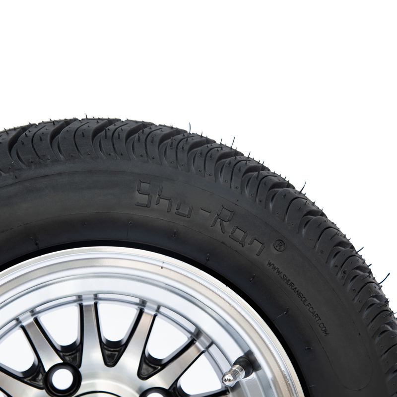 10'' Golf Cart Rim And 205/50-10 DOT Street Tire Assembly - Machined/Glossy Black