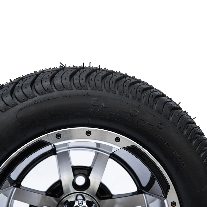Golf Cart 10'' Rims And 205/50-10 DOT Street Tire Combo - Machined/Glossy Black