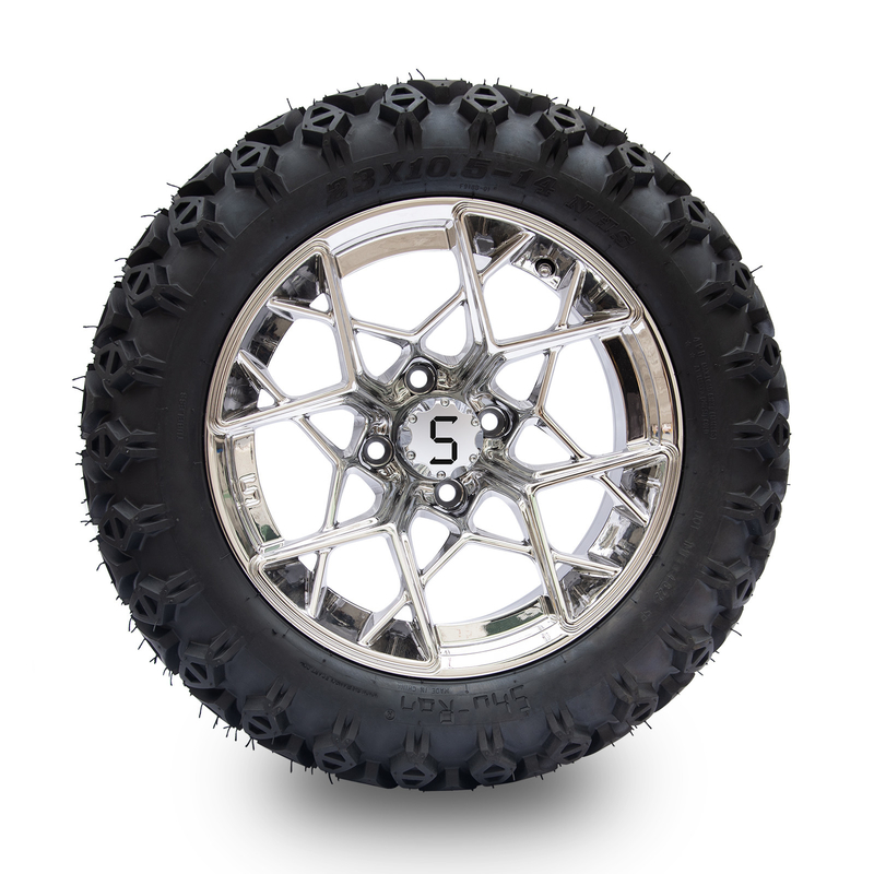 Shu-Ran Golf Cart Warrior 23x10.5-14 Golf Cart All Terrain Tires And 14 Inch Chrome Rims