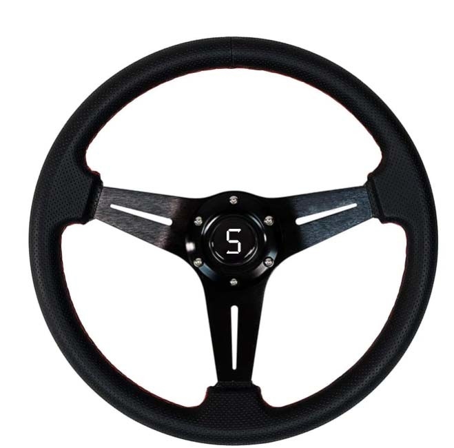 13.5 Inch Golf Cart Steering Wheels Black Three Spoke Slotted