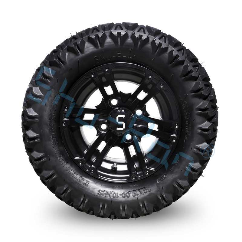 20*10-10 All Terrain Golf Cart Tires And Wheels Aluminum Alloy 10 Inch 4 PLY Tubeless