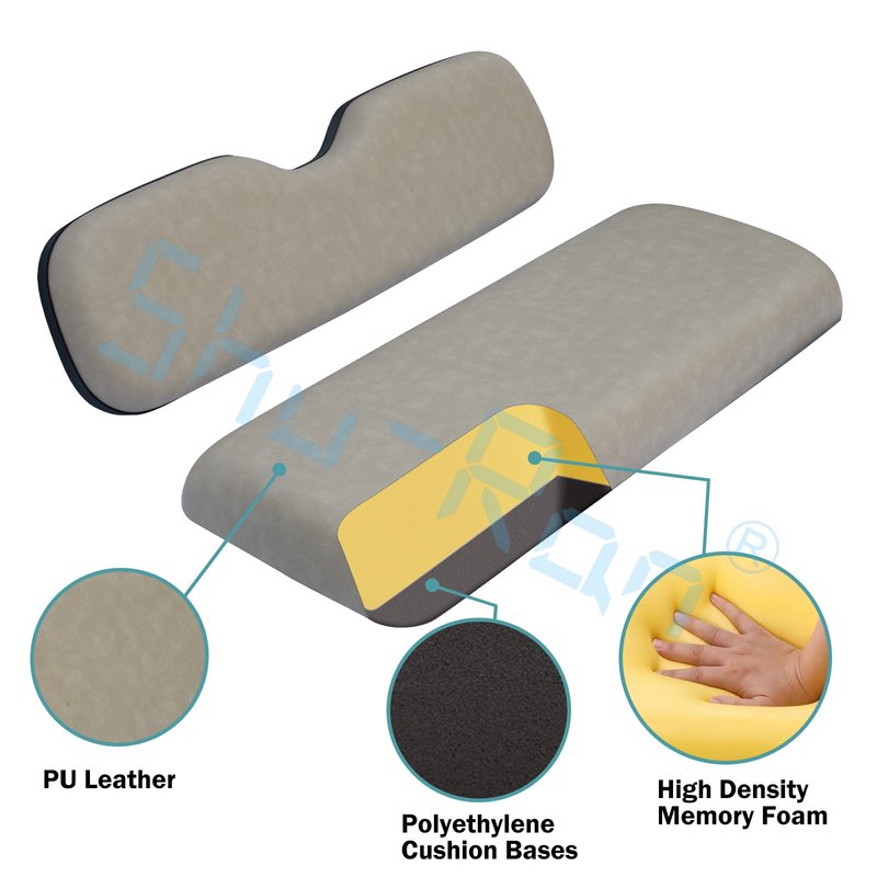 OEM Golf Cart Rear Seat Cushions PU Leather Memory Foam For EZGO Club Car YMH