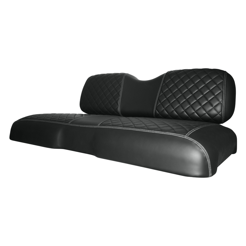Black Base Double Diamond Pattern Golf Cart Front Seat Cushions For EZGO RXV