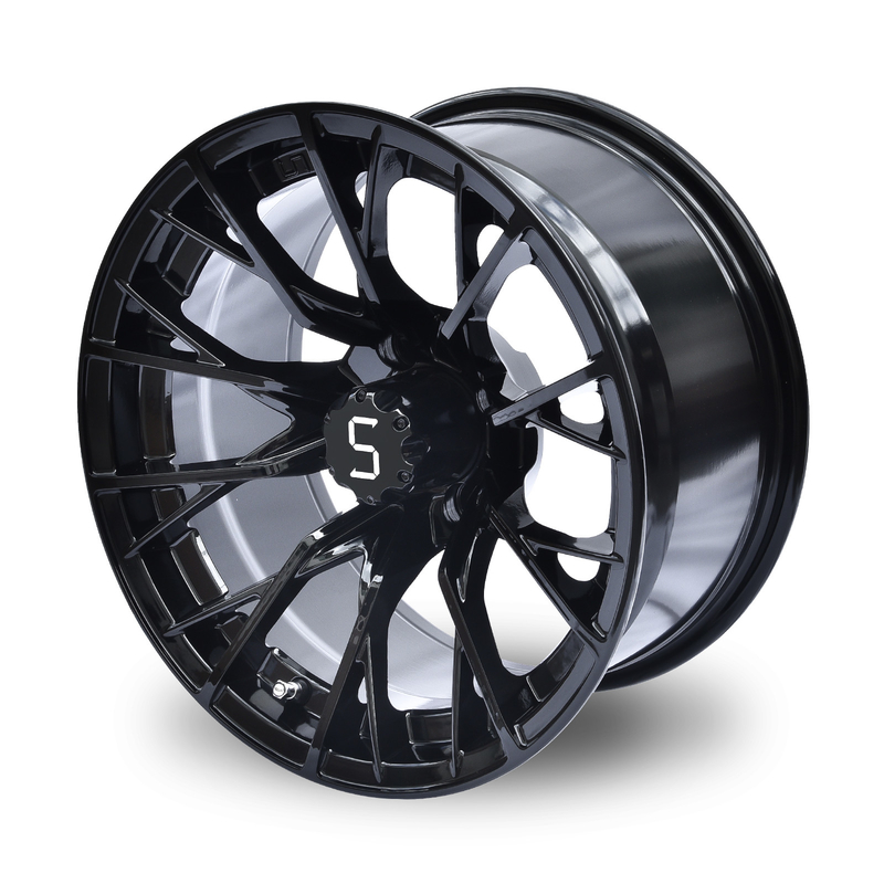 Shuran 14 Inch Golf Cart Wheels And Tires Machined/Gloss Black Wheel 4/101.6 Bolt