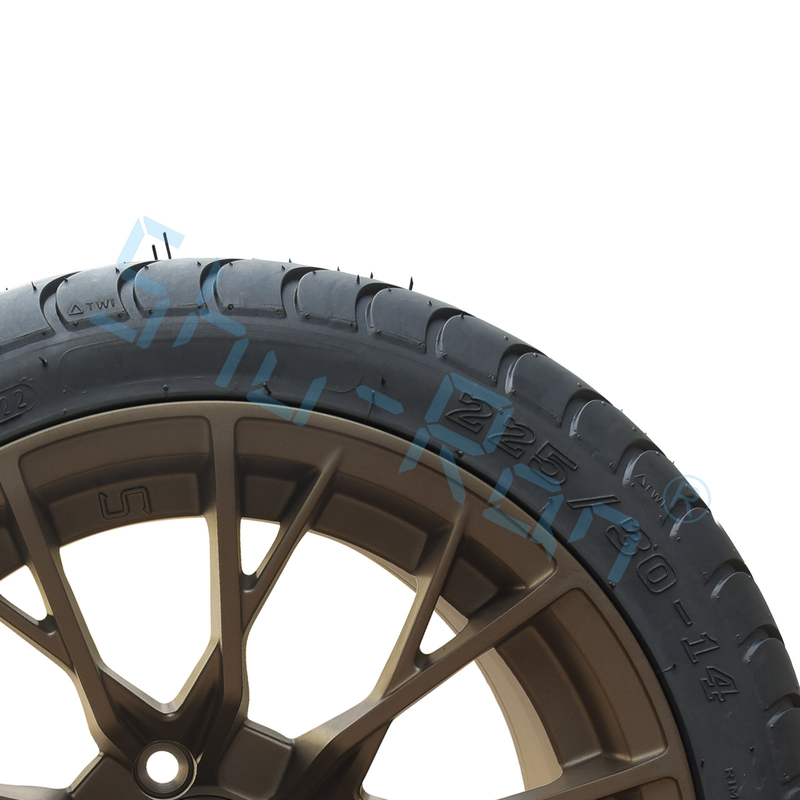 Custom 14'' Bronze Wheels, 225/30-14 Street DOT Approved Tries For Golf Cart ATV