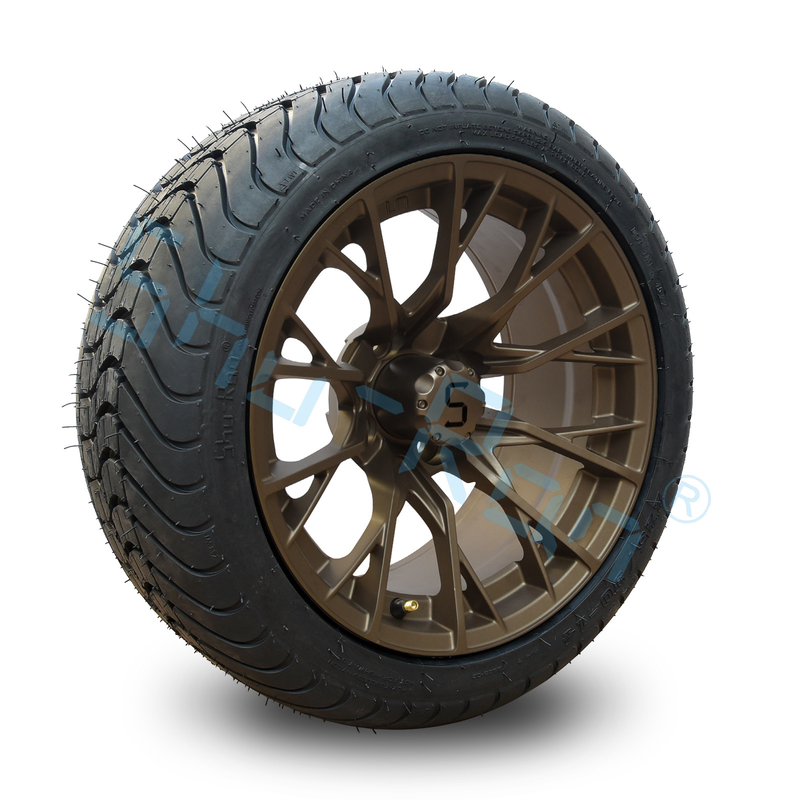 Custom 14'' Bronze Wheels, 225/30-14 Street DOT Approved Tries For Golf Cart ATV