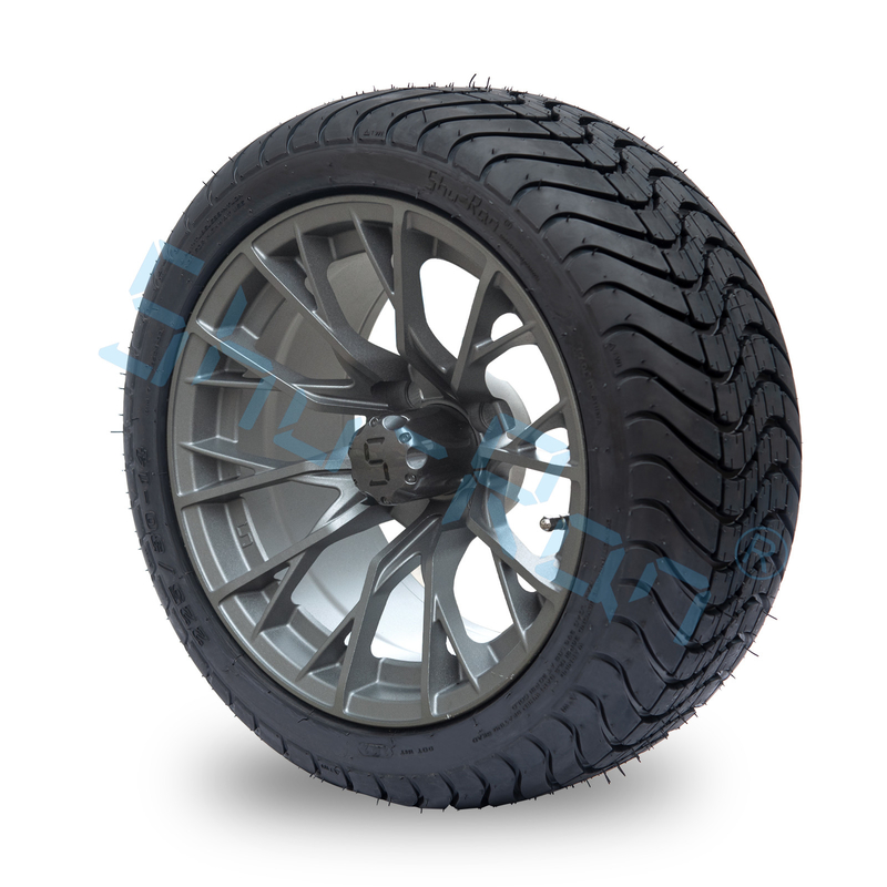 Wholesale 14'' Gunmetal Finished Alloy Golf Cart Wheels, ATV UTV 225/30-14 Street Tubeless Tires with Rims