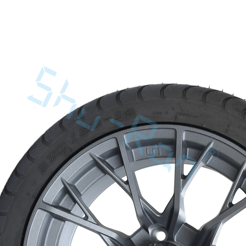 Wholesale 14'' Gunmetal Finished Alloy Golf Cart Wheels, ATV UTV 225/30-14 Street Tubeless Tires with Rims