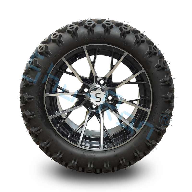 Exclusive Golf Cart Machined Glossy Black Wheel 14inch Tire with Rim for Golf Carts