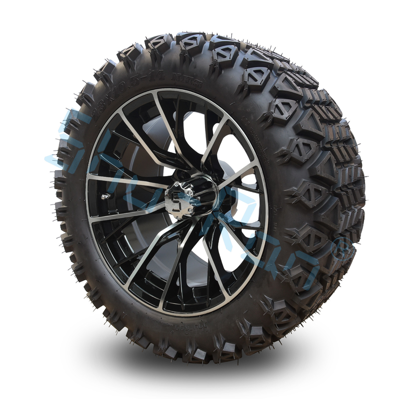 Exclusive Golf Cart Machined Glossy Black Wheel 14inch Tire with Rim for Golf Carts