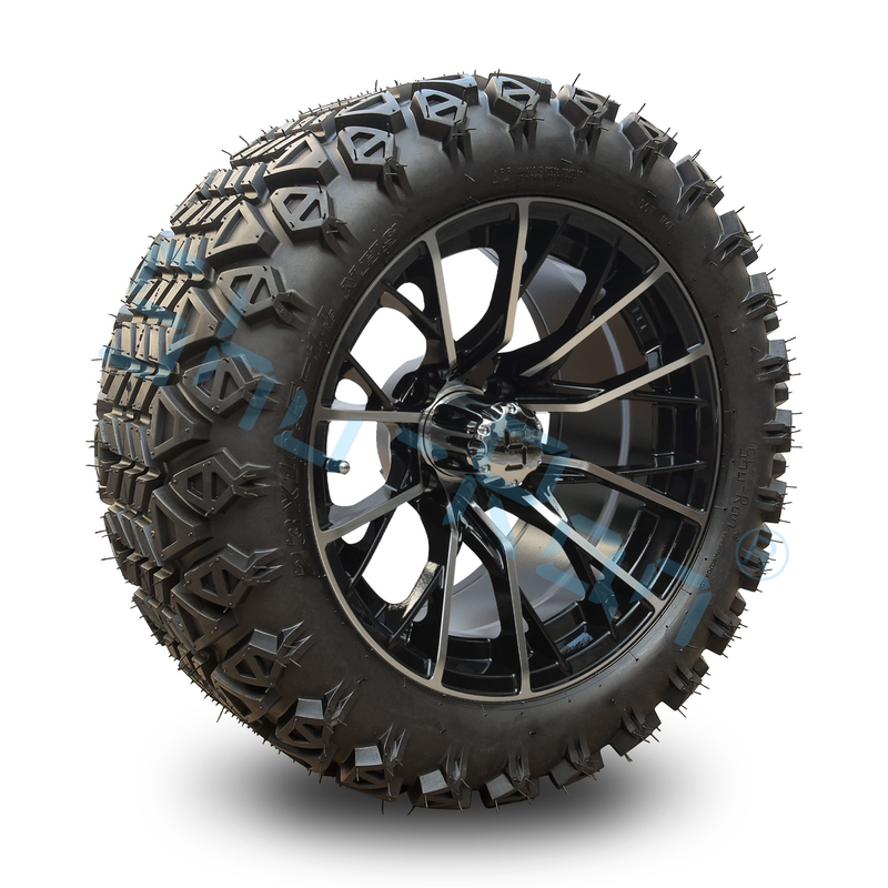 Exclusive Golf Cart Machined Glossy Black Wheel 14inch Tire with Rim for Golf Carts