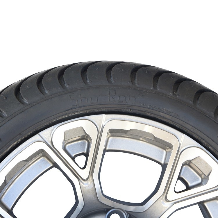 Golf Cart 12'' Aluminum Alloy Wheel and 215/35-12 DOT Street Tire Assembly - Machined/Gunmetal
