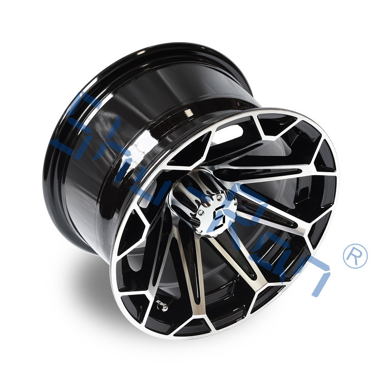 Golf Cart 12''/14'' Machined/ Glossy Black Aluminum Wheels Rims for Club Car, EZGO, YMH Golf Carts