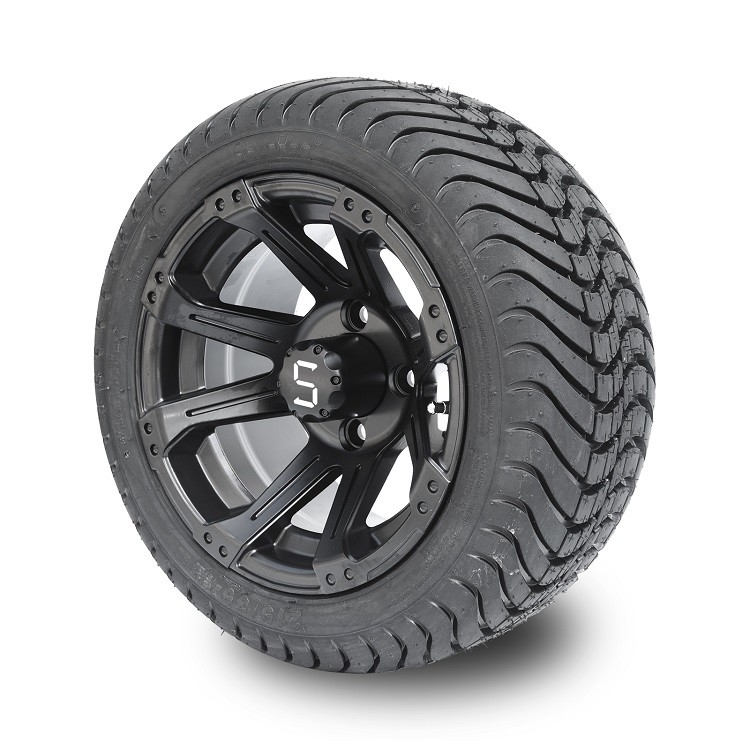 Golf Cart 12 Inch Matte Black Wheels and 215/35-12 Street Tires 4x4 Bolt Pattern DOT Rated