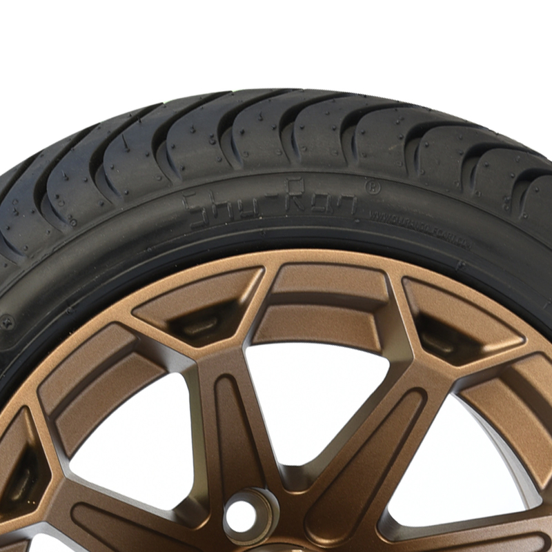 Golf Cart 12 Inch Bronze Aluminum Wheels and 215/35-12 Low Profile DOT Tyres Assembly 4x4 Bolt Pattern