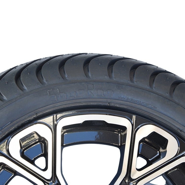 12'' Machined/Glossy Black Golf Cart Rim and 215/35-12 Low Profile DOT Street Tire
