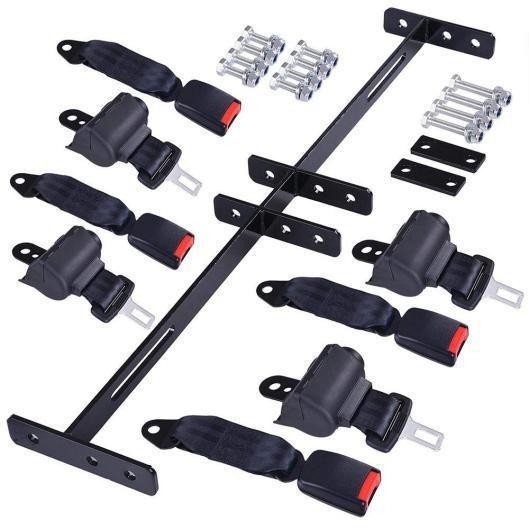 Universal Retractable Golf Cart Seat Belts and Bracket Kit for 4 Passenger EZGO TXT Club Car Yamaha
