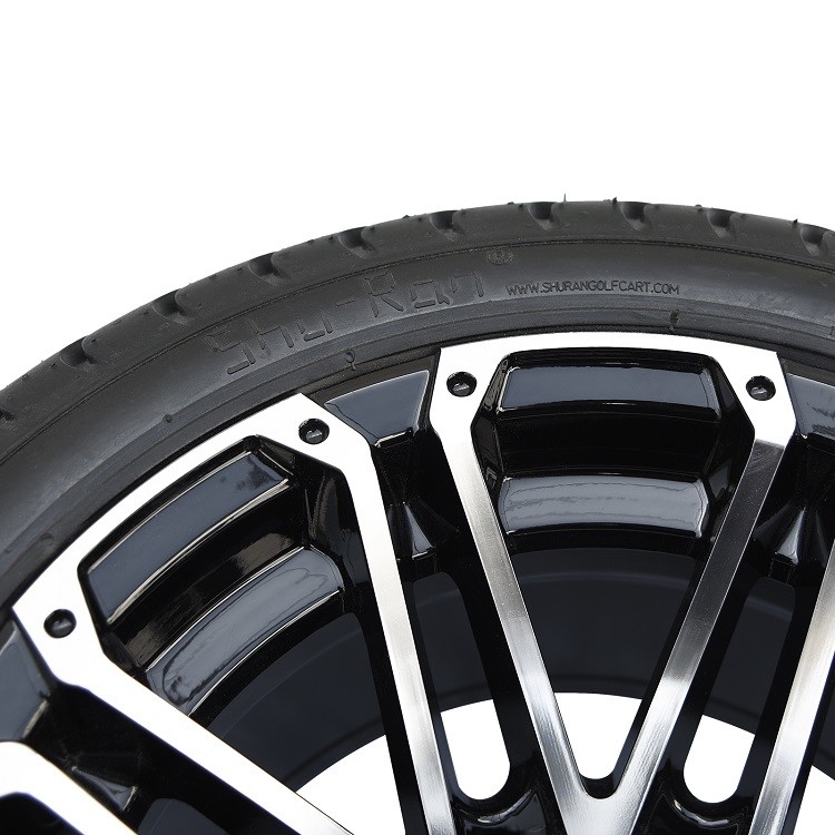 12 Inches Machiend/Black Golf Cart Wheels And 215/35-12 DOT Street Tires Combo 4 Ply