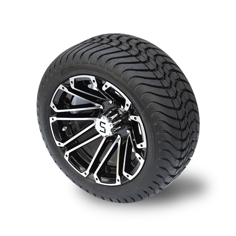 12 Inches Machiend/Black Golf Cart Wheels And 215/35-12 DOT Street Tires Combo 4 Ply