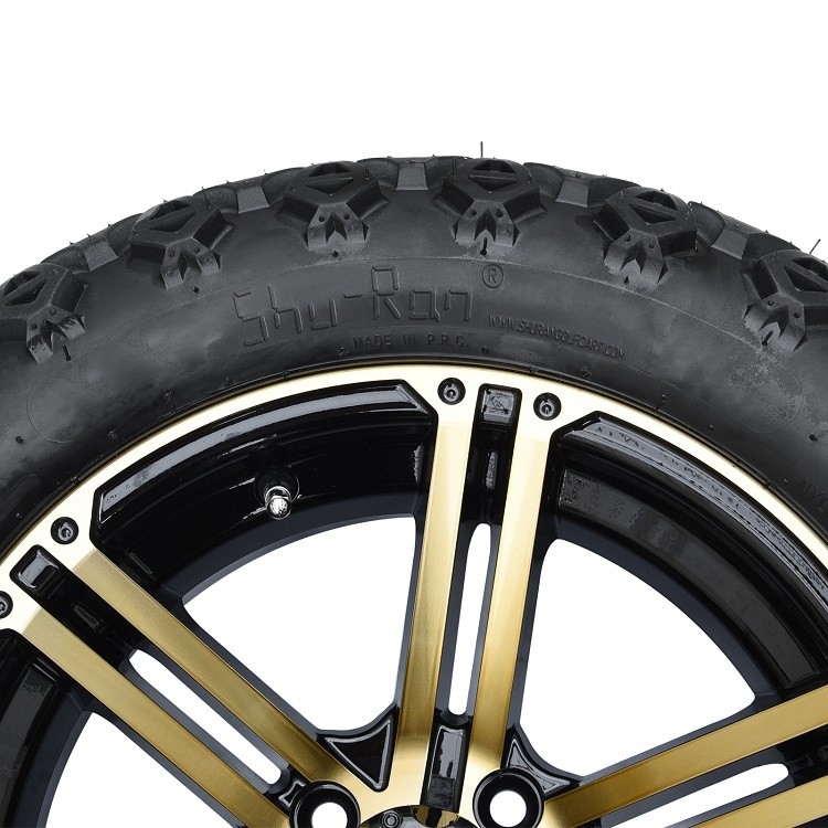 Golf Cart 14'' Bronze/Black Rims And 22*10-14 Off-road Tires Combo Including Lug Nuts and Center Caps