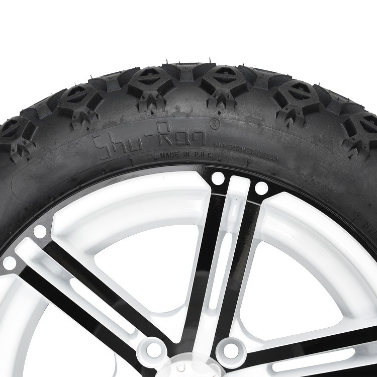Golf Cart 14'' Black/White Rims And 22x10-14'' All Terrain Tires, Wheel Nuts and Center Caps Included