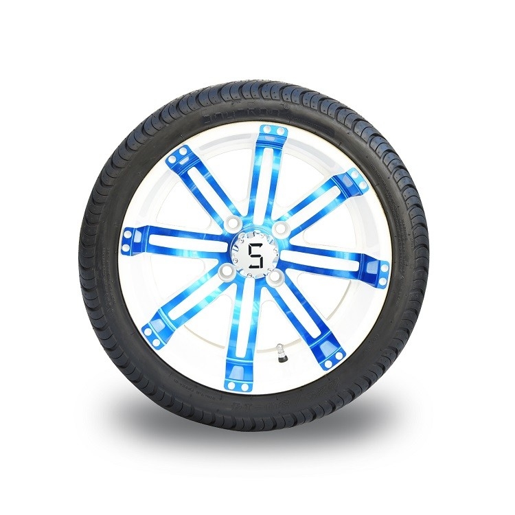 14'' Blue/Glossy White Wheels And 225/30-14 Tires Assembly Electrophoresis Paint