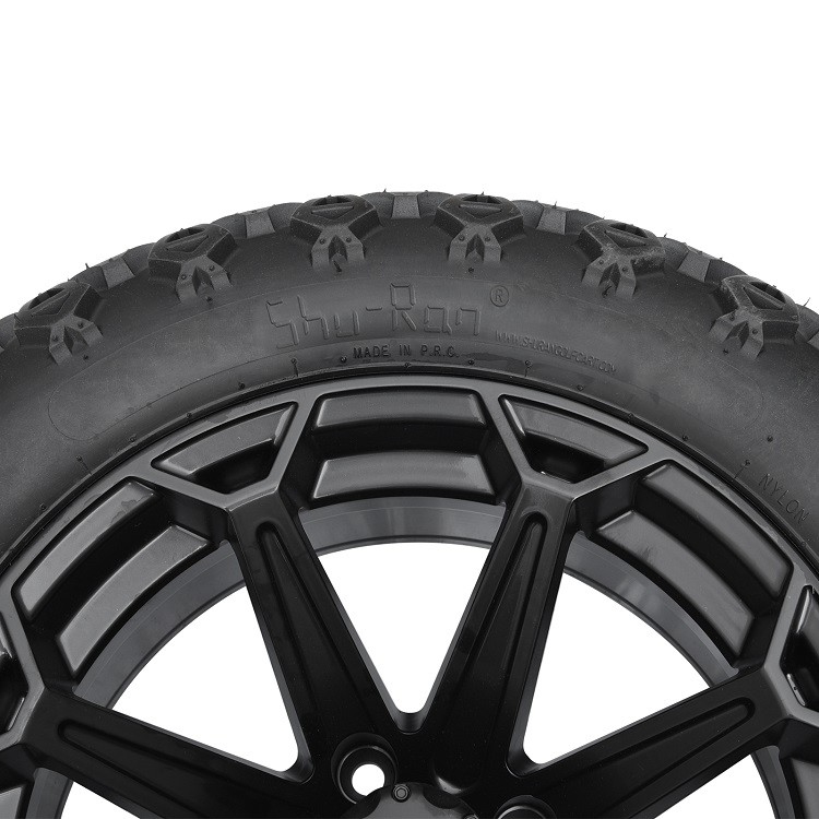 Golf Cart 14'' Matte Black Wheels And 22x10-14 DOT High Profile Tires Including Wheel Nuts and Center Caps