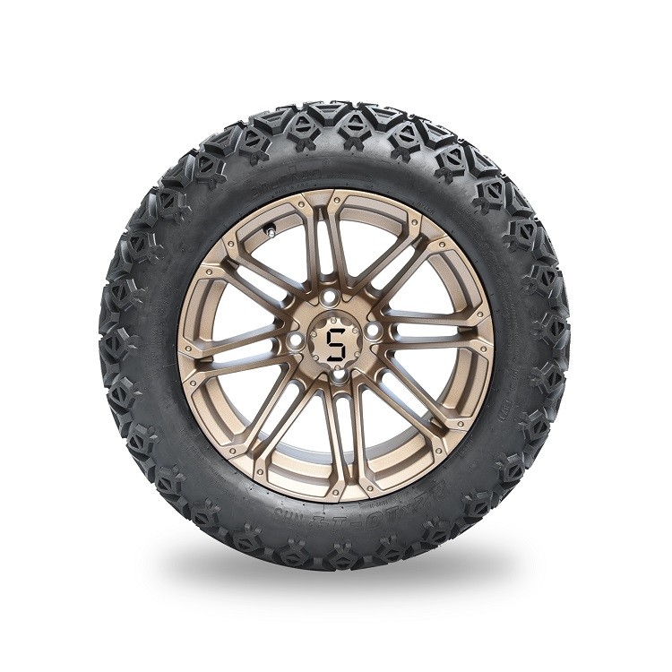 14'' Bronze Rims And 22x10-14 Tires Combo for Golf Carts/ATV, 4 ply Tubeless