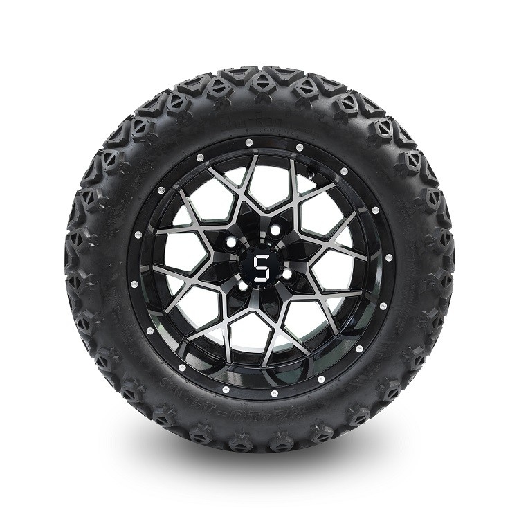 14 Inch Golf Cart Machined/Glossy Black Rims And 22*10-14 DOT Off-road Tires ET -25mm