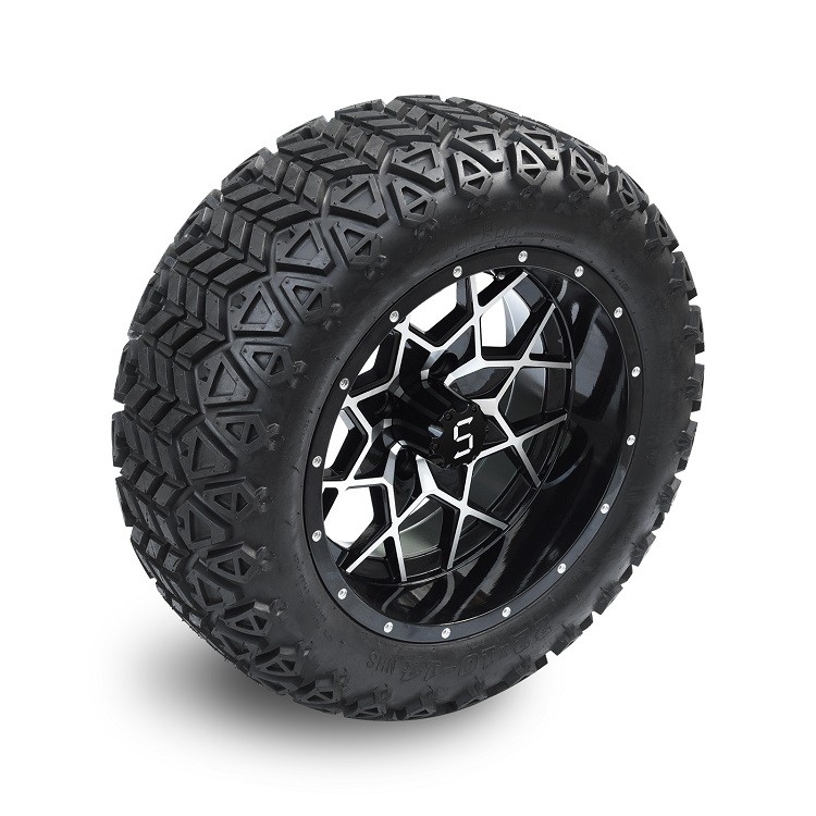 14 Inch Golf Cart Machined/Glossy Black Rims And 22*10-14 DOT Off-road Tires ET -25mm