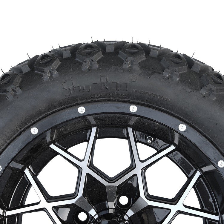 14 Inch Golf Cart Machined/Glossy Black Rims And 22*10-14 DOT Off-road Tires ET -25mm