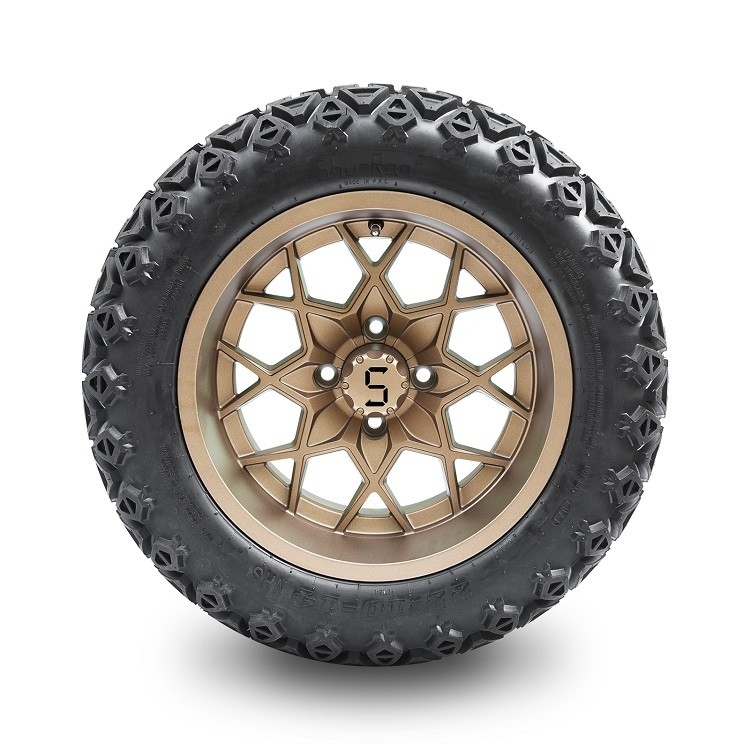 Golf Cart 14'' Bronze Wheels And 22x10-14 Tires Lift Required PCD 1/101.6