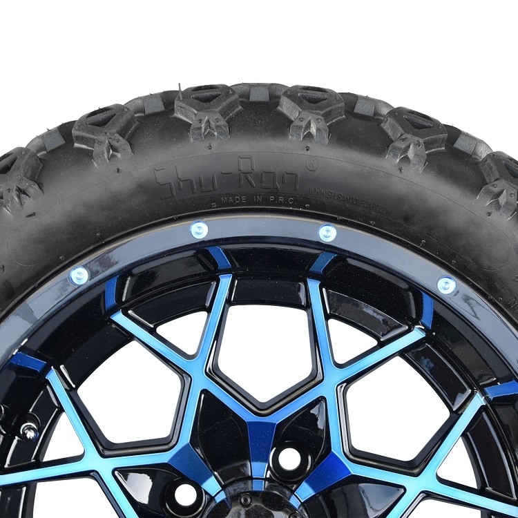 14 Inches Golf Cart Blue/Black Wheels And 22*10-14 All Terrain Tires