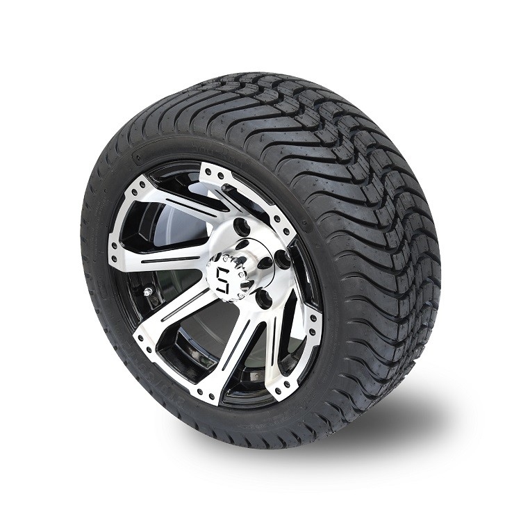 Black Aluminum 12 Inch Golf Cart Wheels And Tires 215 35 12 With 8 Spokes